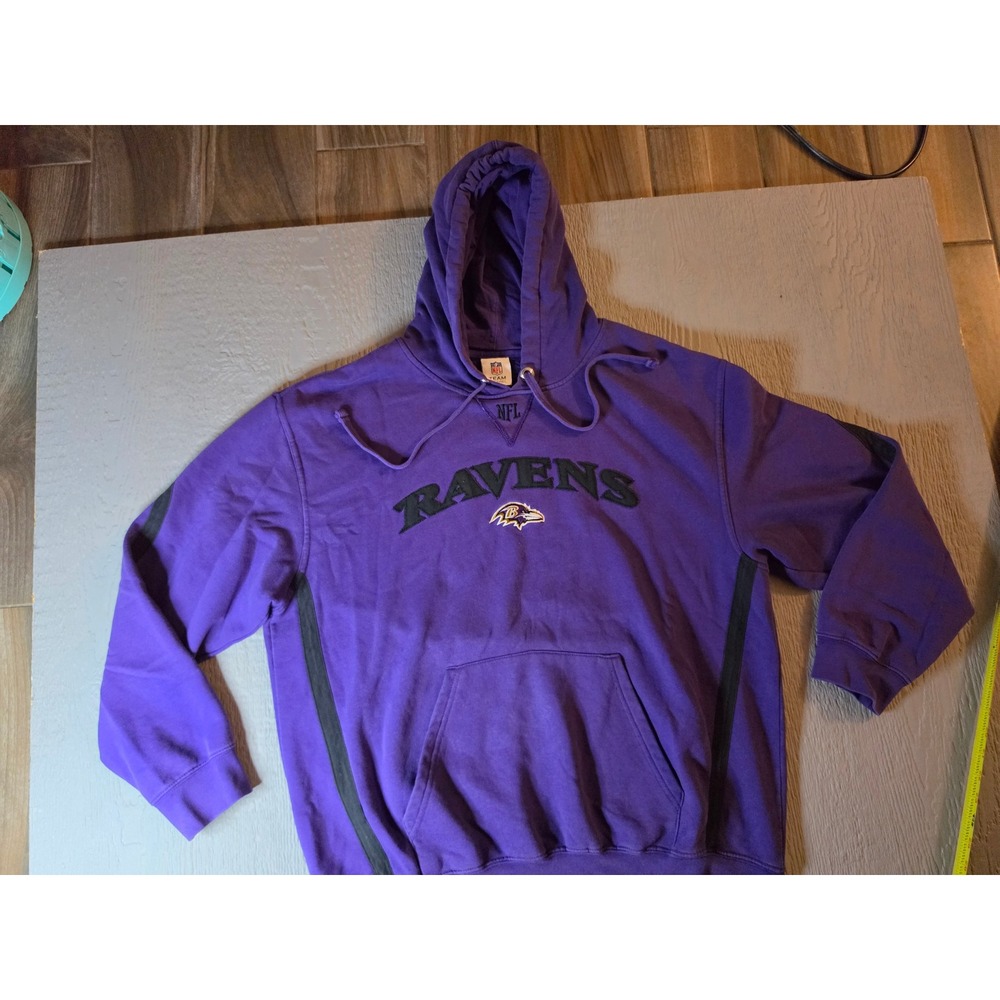 NFL Team Apparel Baltimore Ravens Hoodie Purple Embroidered Pullover Mens XL